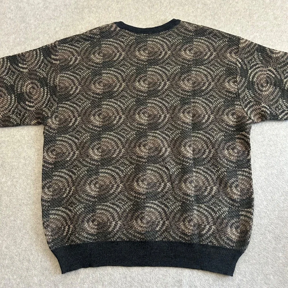 Tricots St Raphael Sweater Mens XL Gray Merino Wool Swirl Vintage Geometric